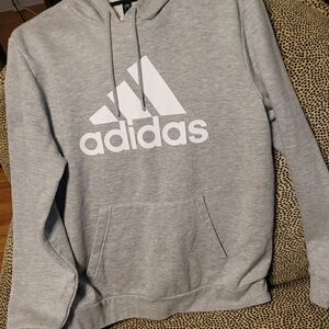 Adidas Men's Gray Hoodie with White Logo
